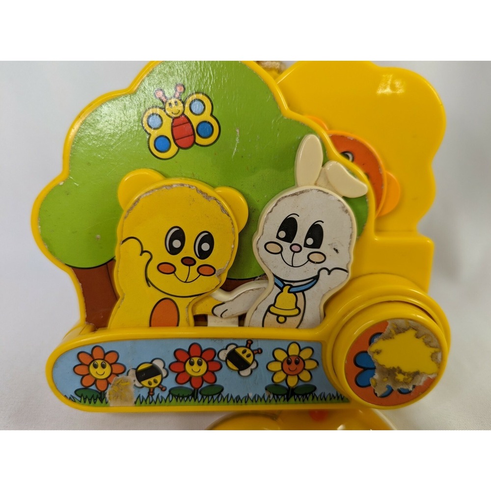 Sankyo Music Box Rabbit Toys Pull String 1987 Works - Picture 3 of 10